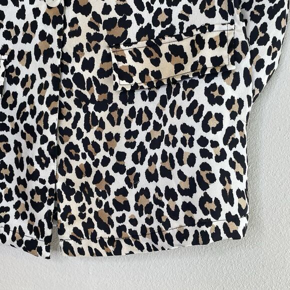 Jodifl Satin Animal Print Blazer Jacket Sz Medium Oversized Lightweight 1 Button - Picture 4 of 9